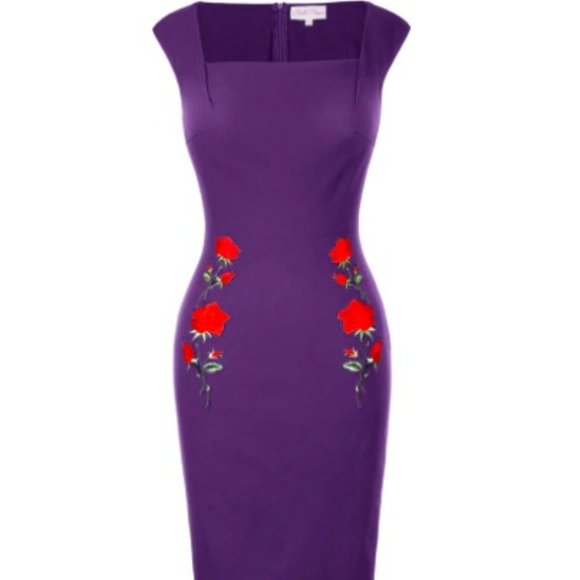 Belle Poque Dresses & Skirts - Belle Poque Vintage Cap Sleeve Square Neck Hips-Wrapped Bodycon Pencil Dress